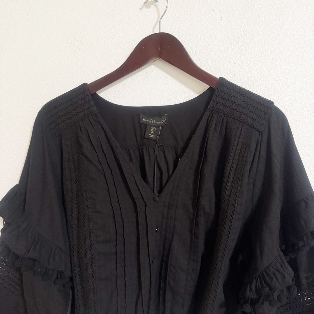 NEW House of Harlow Puff Sleeve Cotton Poplin Crop Top - Picture 3 of 11